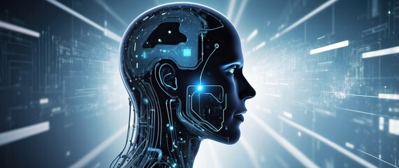 A futuristic depiction of artificial intelligence, exploring the intersection of technology and human-like design.