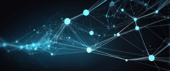 Obraz premium An abstract digital network visualization, showcasing interconnected lines and nodes in blue, symbolizing technology and innovation.