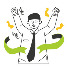 Success character illustration with line style, perfect for user interface project