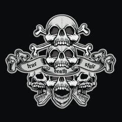 Gothic sign with skull, grunge vintage design t shirts
