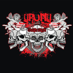 Gothic sign with skull, grunge vintage design t shirts
