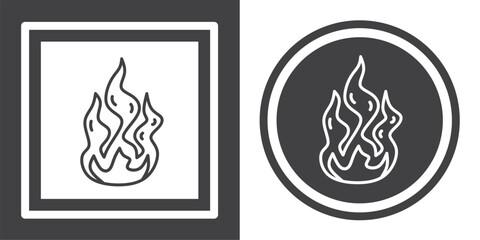 Vector. Fire symbol. Black and white icon symbol design in flat.