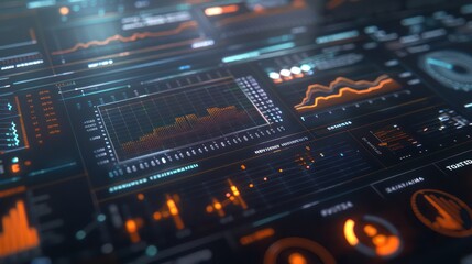 Obraz premium close-up on a high-resolution interface used for dynamic hedging in treasury management, with graphs and statistical data