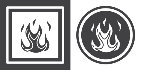 Vector. Fire symbol. Black and white icon symbol design in flat.