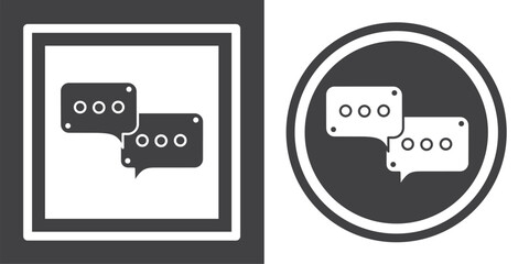 Vector. Message bubble symbol. Black and white icon symbol design in flat.