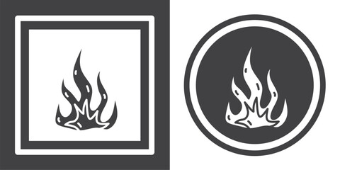 Vector. Fire symbol. Black and white icon symbol design in flat.