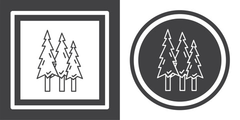 Vector. Pine tree symbol. Black and white icon symbol design in flat.