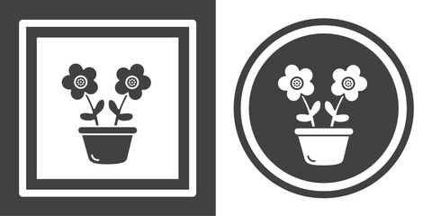 Vector. Flower symbol. Black and white icon symbol design in flat.
