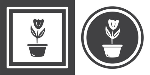Vector. Flower symbol. Black and white icon symbol design in flat.