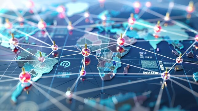 complex network diagram illustrating a corporate treasury's interdependencies with global banking institutions, visualized as interconnected nodes