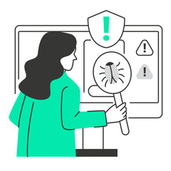 Cyber Security character illustration with line style, perfect for user interface project