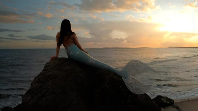  Mermaid lying on the beach