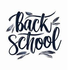 Simple "backtoschool" vector with cursive letters and flat style on white.