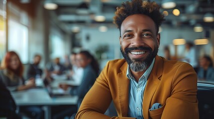 Fototapeta premium Smiling Businessman Sitting In An Office