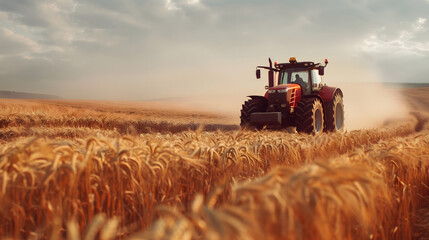 Obraz premium Tractores en un campo de trigo