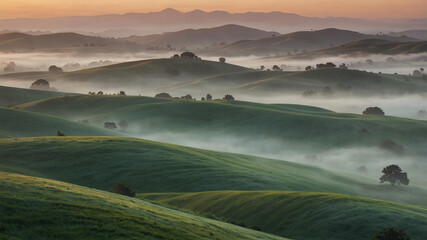 Glass Hills with Pastel Sunset
