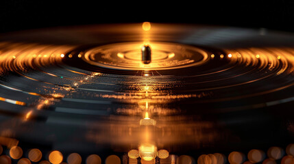 a vinyl golden and black record closeup, Golden Record Awards ceremony poster