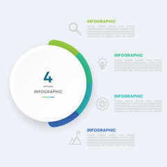 Circle chart infographic template with 4 options for presentations