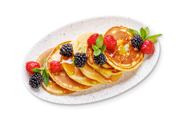 Tasty homemade pancakes with berries
