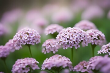 Fototapeta premium Candytuft flowers bokeh background, AI Generated