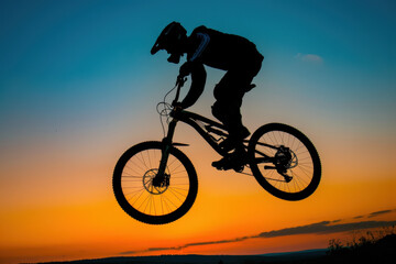 Mountain Biker Silhouette at Sunset