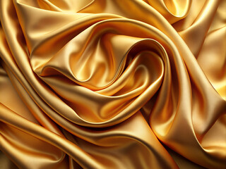 Obraz premium golden silk background, Close-up texture of natural gold silk. Light Golden fabric smooth texture surface background. Smooth elegant gold silk in Sepia toned. Texture, background, pattern, template.