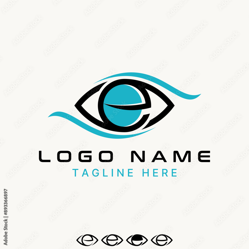 Poster logo design graphic concept creative abstract premium vector stock initial e font unique art eye vie