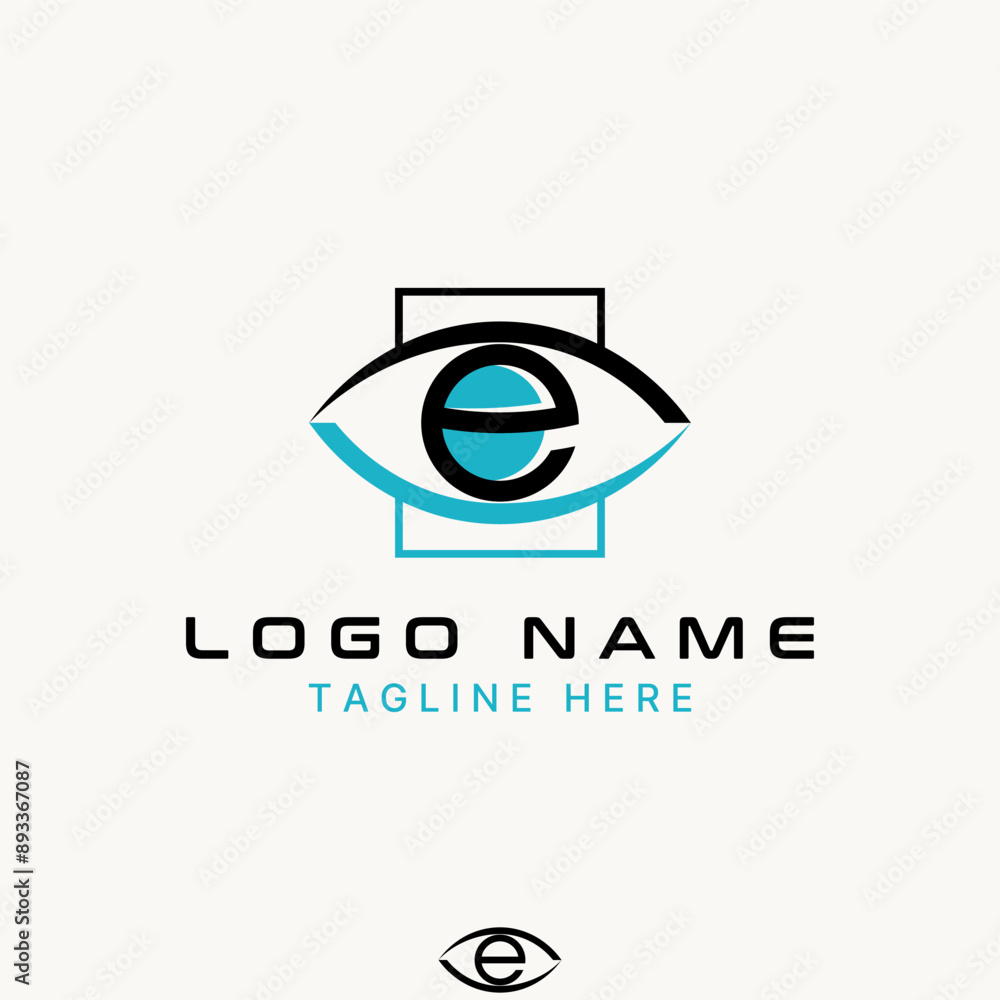 Poster logo design graphic concept creative abstract premium vector stock initial e font unique eye view li