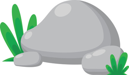 Stone With Grass Illustration