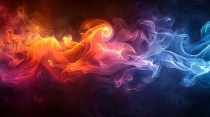 Fototapeta premium Vibrant, colorful smoke abstract art blending red, blue, and purple hues. Mesmerizing movement and dynamic flow for creative backgrounds.