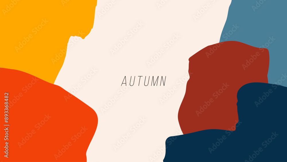 Poster autumn colors. abstract background with various color hand drawn dynamic shapes for fall season crea