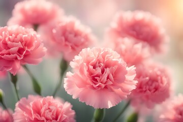 Carnation flowers bokeh background, AI Generated