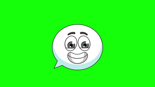 The grimacing face of speech bubble mascot, nervousness, embarrassment, or awkwardness