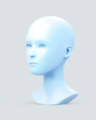 Vintage AI illustration of anthropomorphic head processing information on white background.