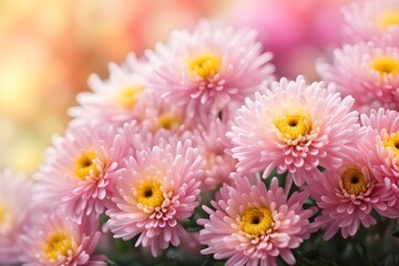 Fototapeta premium Chrysanthemum flowers bokeh background, AI Generated