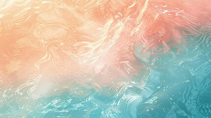 Fototapeta premium Background with peach and azure brush strokes and rippling water wallpaper