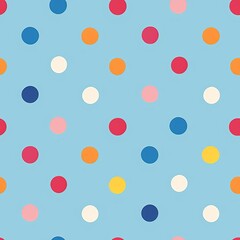 Sparse arrangement of dots in a whimsical pattern, pastel blue background, pop art style, playful and bright, flat lay