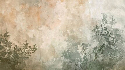 Fluid brush strokes in clay and pine featuring forest foliage and ambient light