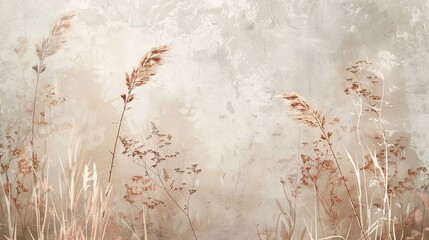 Backdrop with soft brush strokes in beige and green blurred reflections warm light
