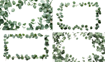 Set of fresh eucalyptus frames, cut out