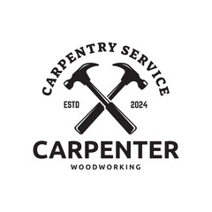 Carpentry, woodworking retro vintage vector logo design.