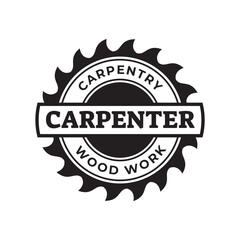 Carpentry, woodworking retro vintage vector logo design.