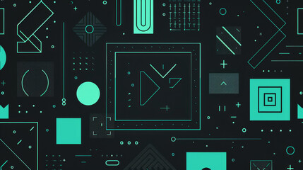 Fototapeta premium Modern Geometric Pattern in Teal. Abstract Design for Contemporary Art and Decor