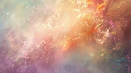 Fototapeta premium Muted rainbow background with dynamic strokes and floral textures