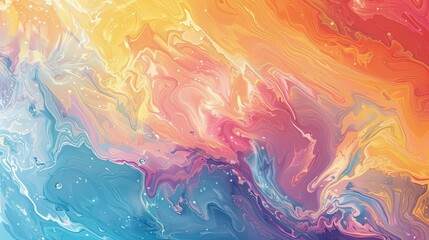 Fototapeta premium Abstract design in muted rainbow tones with broad brush strokes and swirling patterns