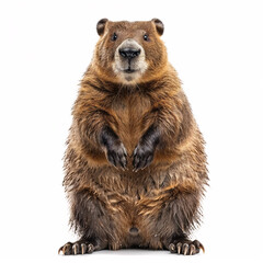 Fototapeta premium Cute marmot isolated on white background. front shot
