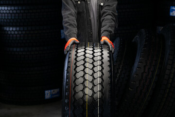 new commercial vehicle tires on a warehouse