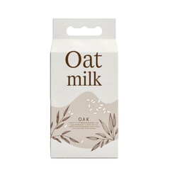 Oat milk carton box isolated on white transparent background