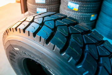 new commercial vehicle tires on a warehouse