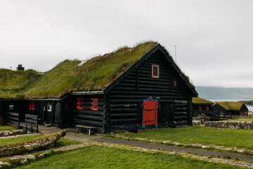 Fototapeta premium Kirkjubour, on Faroe Islands, Streymoy Island
